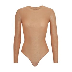 2 for 15% off! SKIMS shimmer long sleeve bodysuit XS